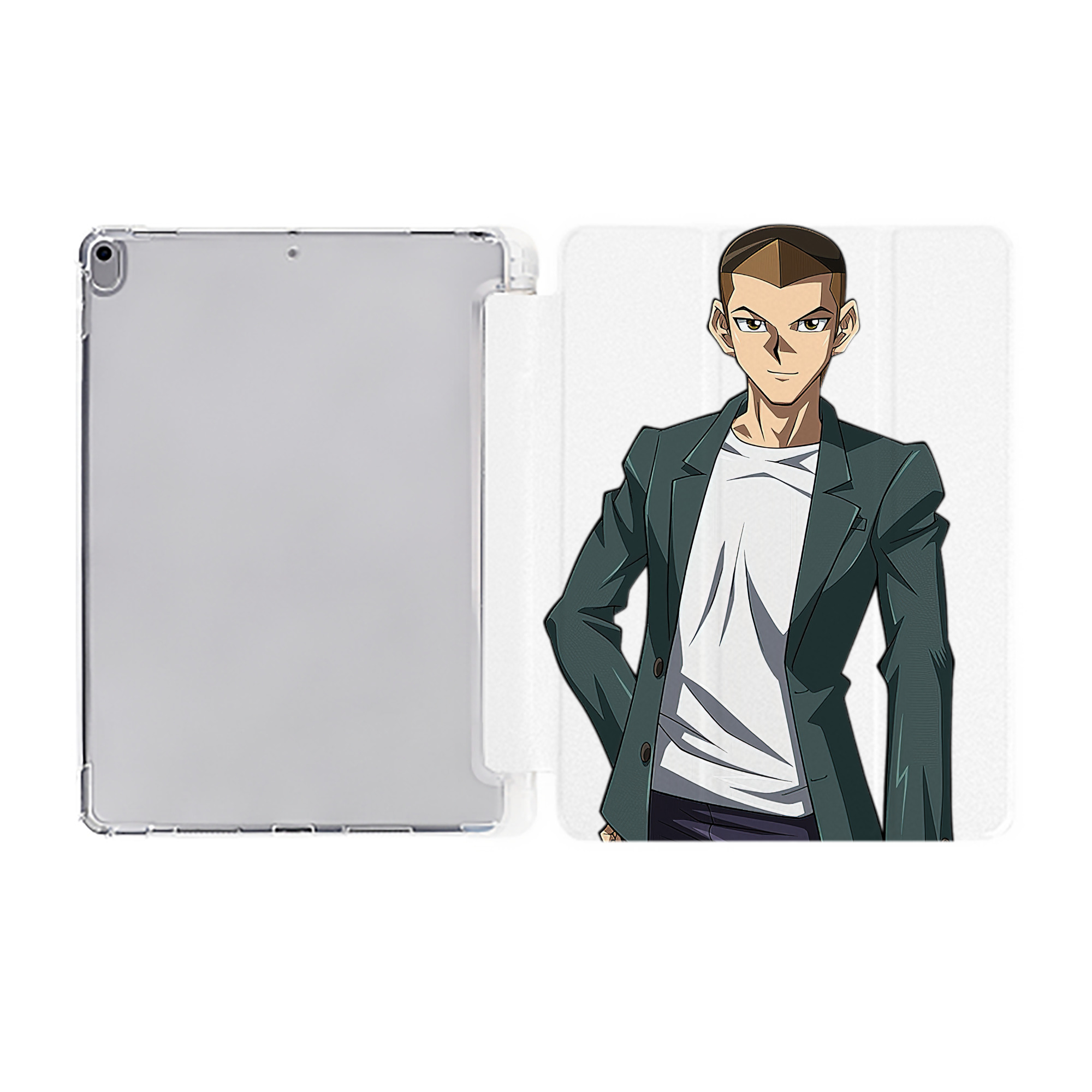 （画像用） 遊☆戯☆王 Yu-Gi-Oh! IPad ケース ペン収納付き 三つ折りスタンド PUレザー×シリコン 対応機種9.5/10.5/10.9インチ